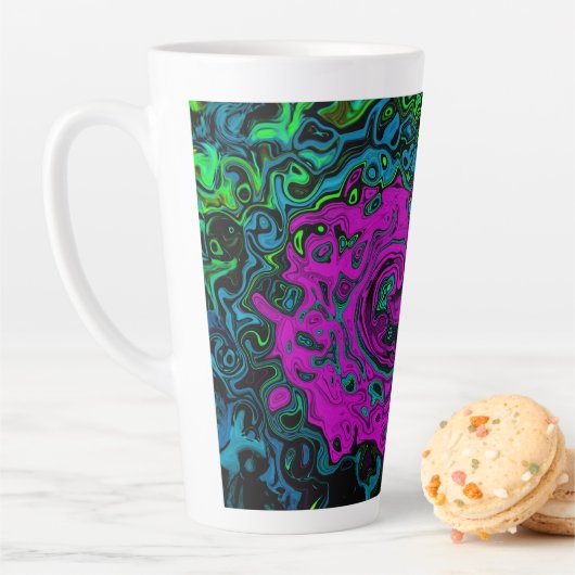 マゼンはっきりしたタ抽象芸術グルーヴィ液体アートスワール カフェラテマグ (インサイチュ)