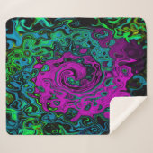 マゼンはっきりしたタ抽象芸術グルーヴィ液体アートスワール シェルパブランケット (正面(横))