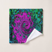 マゼンはっきりしたタ抽象芸術グルーヴィ液体アートスワール バスタオルセット (ウォッシュタオル)