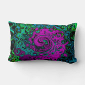 マゼンはっきりしたタ抽象芸術グルーヴィ液体アートスワール ランバークッション (裏面)