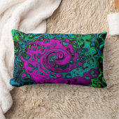 マゼンはっきりしたタ抽象芸術グルーヴィ液体アートスワール ランバークッション (ブランケット)