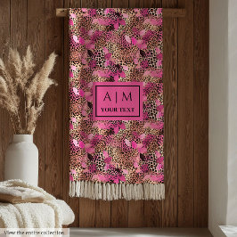 マゼンはっきりしたタ水カラーレオパードカスタム毛布 フリースブランケット