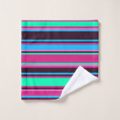 マゼンはっきりしたタ、アクア、およびブルーストライプのタオルセット バスタオルセット (ウォッシュタオル)