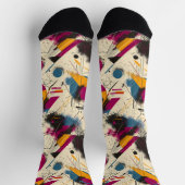 マゼンはっきりしたタ、オレンジ、ティール(緑がかった色)の抽象芸術ソックス ソックス (上部)