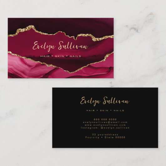 マゼンエレガントタおよび金ゴールドアグリゲート型名刺 名刺 (正面/裏面)