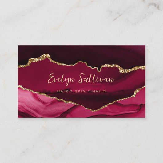 マゼンエレガントタおよび金ゴールドアグリゲート型名刺 名刺 (正面)