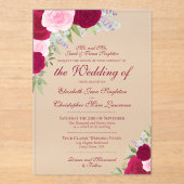 マゼンエレガントタとピンクのロフォーマルース アクリル招待状 (正面)