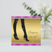 マゼンエレガントタと金ゴールド誕生日パーティー 招待状 (スタンド正面)