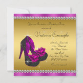 マゼンエレガントタと金ゴールド誕生日パーティー 招待状 (裏面)