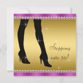 マゼンエレガントタと金ゴールド誕生日パーティー 招待状 (正面)