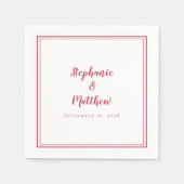 マゼンエレガントタシンプルモダンミニマ結婚リスト スタンダードカクテルナプキン (正面)