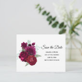 マゼンエレガントタバラフローラブーケ日付の保存 インビテーションポストカード (スタンド正面)