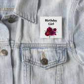 マゼンエレガントタバラフローラブーケ誕生日ガール 缶バッジ (インサイチュ)