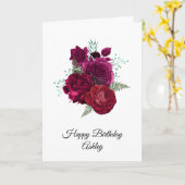 マゼンエレガントタバラフローラブーケ誕生日 カード (黄色い花)