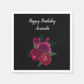 マゼンエレガントタバラフローラブーケ誕生日 スタンダードカクテルナプキン (正面)