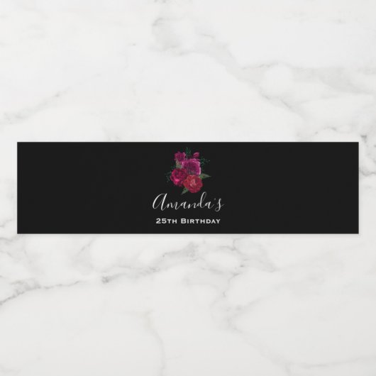 マゼンエレガントタバラフローラブーケ誕生日 ペットボトルラベル (シングルラベル)