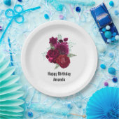 マゼンエレガントタバラフローラブーケ誕生日 ペーパープレート (パーティー)