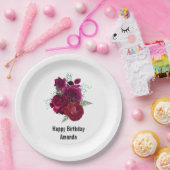 マゼンエレガントタバラフローラブーケ誕生日 ペーパープレート (パーティー)