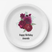マゼンエレガントタバラフローラブーケ誕生日 ペーパープレート (正面)