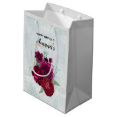 マゼンエレガントタバラフローラブーケ誕生日 ミディアムペーパーバッグ (裏面アングル)