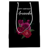 マゼンエレガントタバラフローラブーケ誕生日 ミディアムペーパーバッグ (正面)