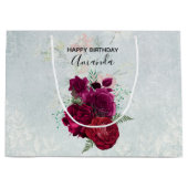 マゼンエレガントタバラフローラブーケ誕生日 ラージペーパーバッグ (正面)