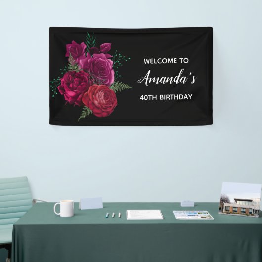 マゼンエレガントタバラフローラブーケ誕生日 横断幕 (トレードショー)