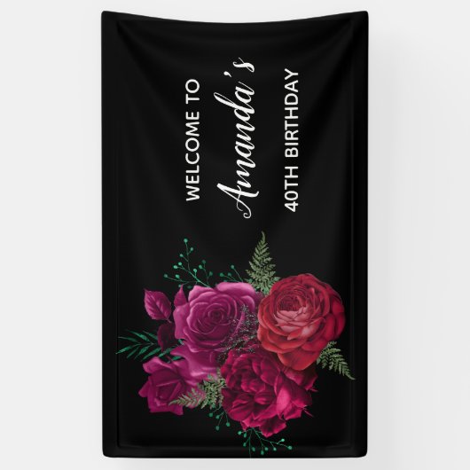 マゼンエレガントタバラフローラブーケ誕生日 横断幕 (縦)