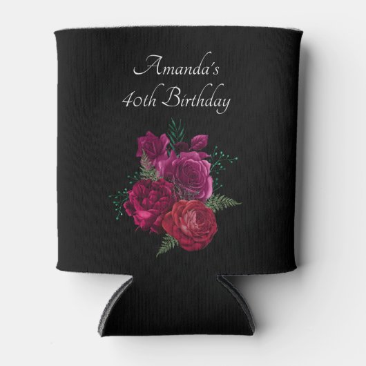 マゼンエレガントタバラフローラブーケ誕生日 缶クーラー (正面)