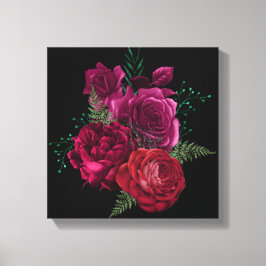 マゼンエレガントタバラフローラブーケ キャンバスプリント