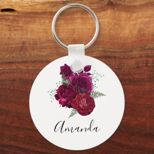 マゼンエレガントタバラフローラブーケ キーホルダー (正面)
