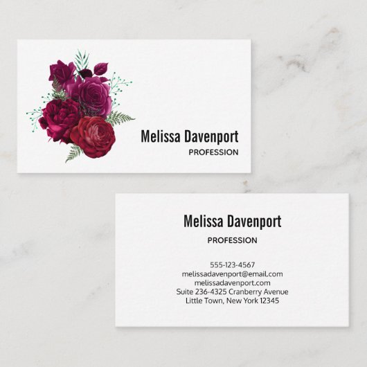 マゼンエレガントタバラフローラブーケ 名刺 (正面/裏面)