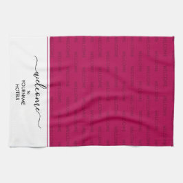 マゼンエレガントタピンクのパーソナライズされた歓迎 キッチンタオル