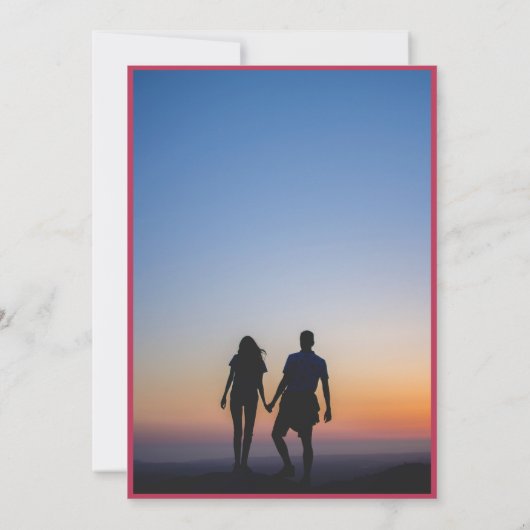 マゼンエレガントタピンクアーチモノグラムフォト結婚ズ 招待状 (裏面)