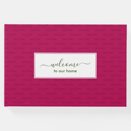 マゼンエレガントタピンクカスタム色のへようこそ ゲストブック (正面)