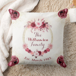 マゼンエレガントタピンクフローラモノグラムスクリプト クッション