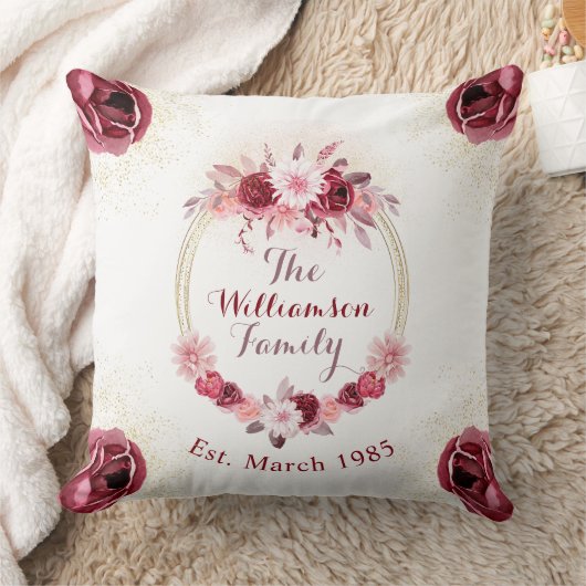 マゼンエレガントタピンクフローラモノグラムスクリプト クッション (ブランケット)