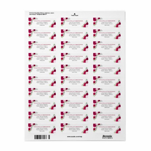 マゼンエレガントタピンクフローラ結婚の差出人住所 ラベル (フルシート)