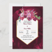 マゼンエレガントタピンクフローラ結婚式招待状 招待状 (正面)