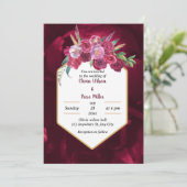 マゼンエレガントタピンクフローラ結婚式招待状 招待状 (スタンド正面)