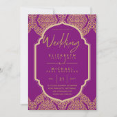 マゼンエレガントタピンク結婚金ゴールド華美ズ 招待状 (正面)