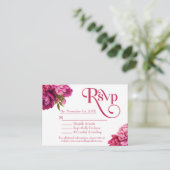 マゼンエレガントタピーニーフローラ結婚式RSVP エンクロージャーカード (スタンド正面)