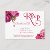 マゼンエレガントタピーニーフローラ結婚式RSVP エンクロージャーカード (正面)