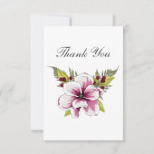 マゼンエレガントタホワイト花模様グリーンボタニック サンキューカード (正面)