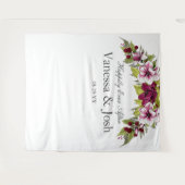 マゼンエレガントタホワイト花模様グリーンボタニック タペストリー (正面(横))