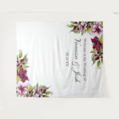 マゼンエレガントタホワイト花模様グリーンボタニック タペストリー (正面(横))