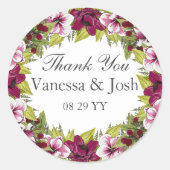 マゼンエレガントタホワイト花模様グリーンボタニック ラウンドシール (正面)