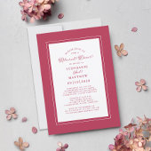 マゼンエレガントタレッド白のリハ結婚ーサルディナー 招待状