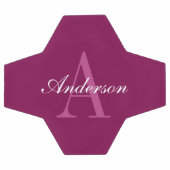 マゼンエレガントタレッド、ピンク&ホワイトの名前とモノグラム サッカーボール (フラット)