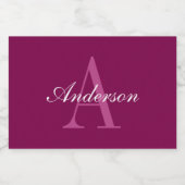 マゼンエレガントタレッド、ピンク&ホワイトの名前とモノグラム フードラベル (シングルラベル)